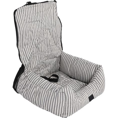 Siège Auto Rehausseur Chien Transportable Amovible Poliestère Imperméable Coton PP Gris Blanc Rayures 1230g 1 PC (1/5)