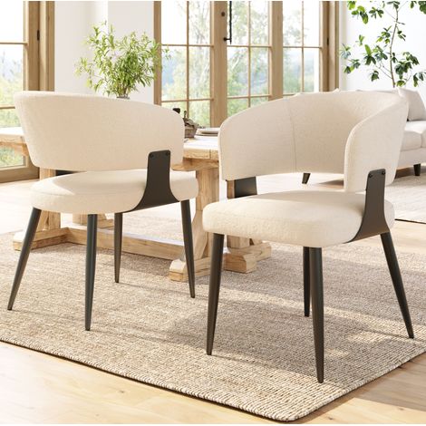 Silla comedor ergonómica respaldo curvo beige OKMYHOME (1/5)