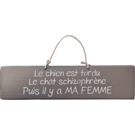 Plaque décorative en bois taupe - Le chien est tordu (1/2)