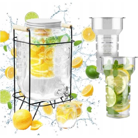 Tarro con grifo de 8 litros para barbacoa de boda, limonada, agua, zumo, soporte XXL (1/5)