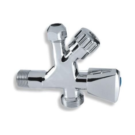 Novaservis Robinets d’angle - Cornet combiné avec valve pour machine à laver 3/8" x 1/2" x 3/4", chromé CF5104 (1/2)