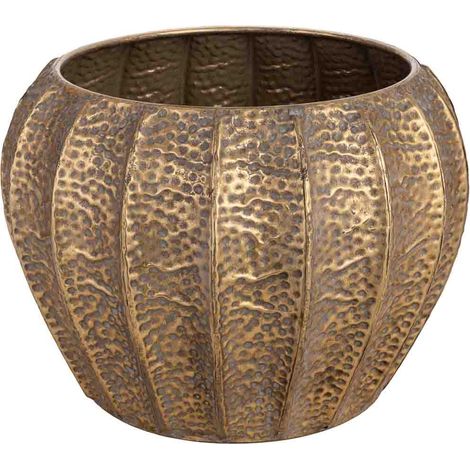 Macetero de metal dorado 40.5x40.5x29.5h cm