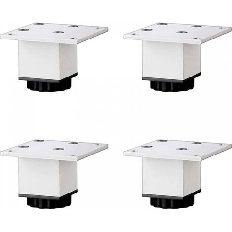 Pieds de meuble de cuisine et de salle de bain en alliage d'aluminium, pieds de meuble carrés réglables, argent givré, 4 pièces (5 cm/2 pouces) (1/5)