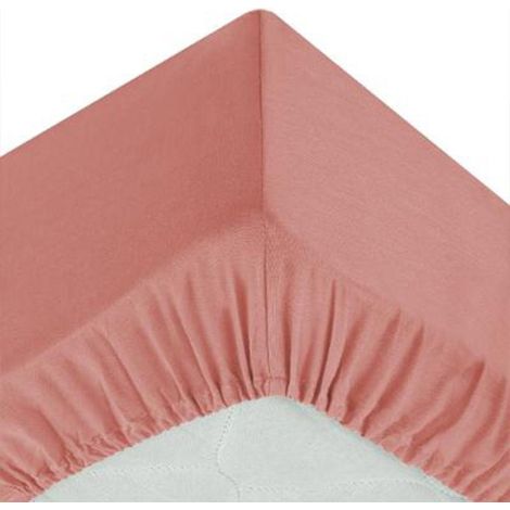Atmosphera – Drap housse 90x190cm en coton 100% – Couleur blush – Hauteur de bonnet 30cm – Confort optimal pour matelas