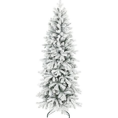 HOMCOM 6ft Pencil Christmas Tree with Snow, Realistic Tips, Easy Assembly (1/5)