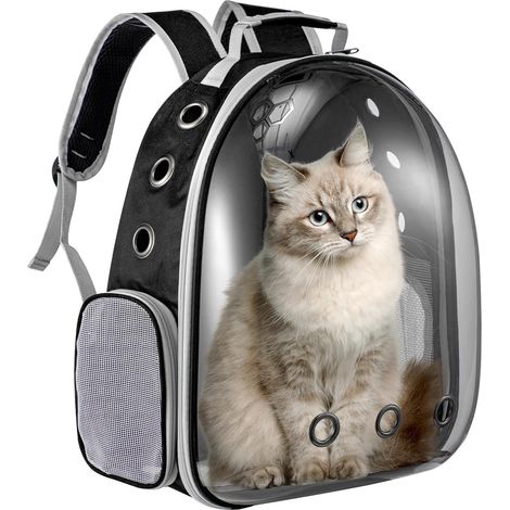 Youyijia Cat Carrier Backpack, Space Capsule Pet Carrier Front Pack Space Capsule for Small Medium Cats & Dogs, Breathable Pet Travel Backpack for Hiking, Walking, Camping (Black) (1/5)