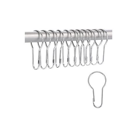 Set mit 30 Duschvorhanghaken und -ringen aus Metall – Leichtgängig – Universalgröße – Rostbeständig – Duschvorhangzubehör