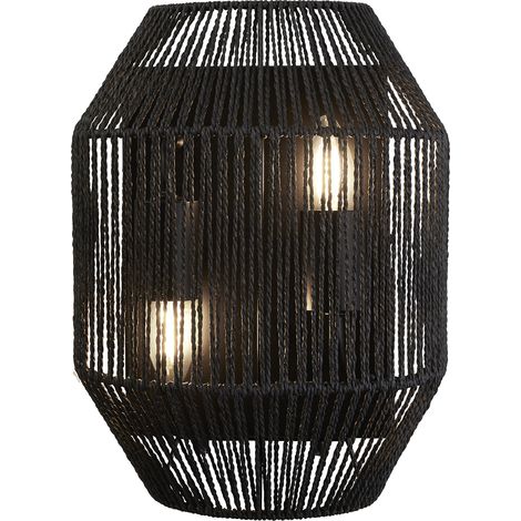 Applique Contemporanea Vimini Acciaio Nero Tessuto 2 Luci E27 (1/5)