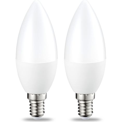 Petite ampoule bougie LED E14 B35 avec culot à vis, 6W (équivalent incandescente de 40W), CRI80, dimmable, 2 Unité (Lot de 1), blanc chaud (1/5)