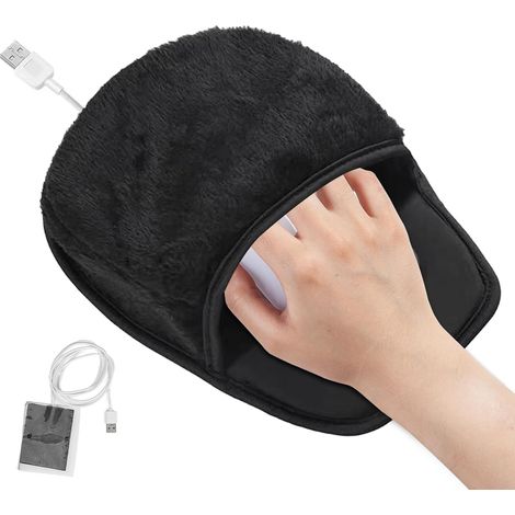 Alfombrilla de ratón calefactable USB, alfombrilla de ratón grande con calefacción para las manos, accesorio de oficina portátil para hombres y mujeres (negra) (1/5)