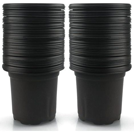 Lot de 100 jardinières noires en plastique de 10 cm pour plantes grasses, légumes et boutures