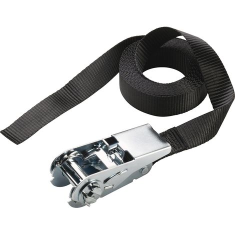 Master Lock 3223EURDAT Sangle à Cliquet Certifiée, Noir, 2,5m x 25mm Sangle