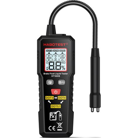 Decdeal Habotest HT5009 Bremsflüssigkeit Flüssigkeitstester Öl Erkennungsstift Flexible Sonde 3 Farben Backbeleuchtet mit hoher Präzisionsautomobilgehaltdetektor für DOT3 DOT4 DOT5.1 (1/5)