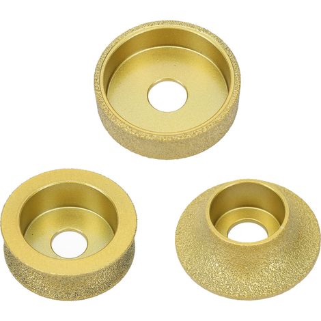 Set di 3 mole diamantate profilate da 20 mm per smerigliatrice angolare, per lucidare bordi in marmo e granito - Parallele e rotonde