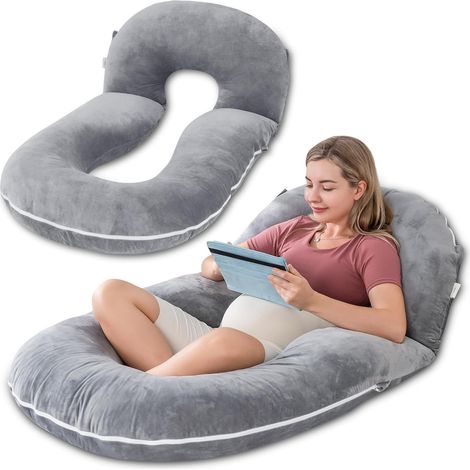 Lesekissen, zum Lesen, Schlafen, Entlastung schwerer Beine, Entspannen im Bett oder auf dem Sofa, individueller Komfort und ergonomische Unterstützung, Grau