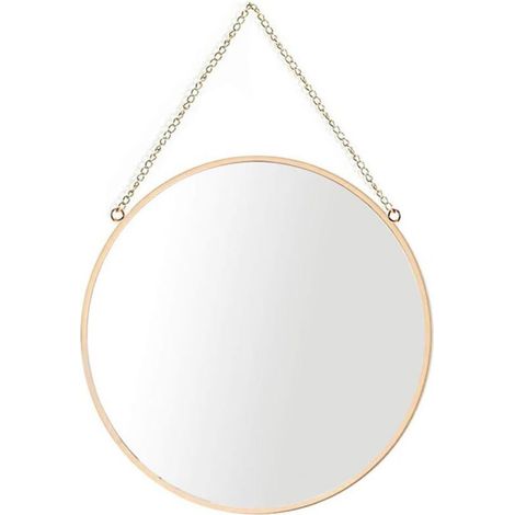 Hanging Mirror, 30 x 30 cm Round Bathroom Makeup Mirror, Brass Frame with Hanging Chain [Medium Size]