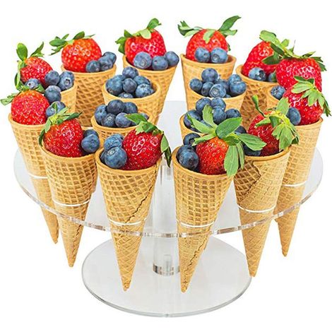 Support Pour Cornet Glace - Acrylique Transparent 3 mm - 16 Trous Ronds - Pour Glaces Crèmes Pop-Corn Sushi - 1 Pièce (1/5)