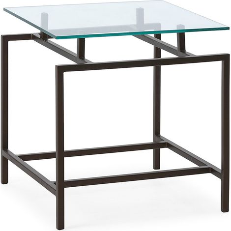 Table d'appoint verre trempé et métal bronze vieilli élégante - bronze vieilli et verre transparent (1/3)