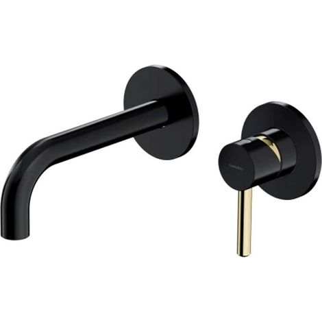 OMNIRES Y - Grifo de lavabo empotrado, instalación de 2 orificios, con cuerpo, negro/dorado Y1215HBLGL