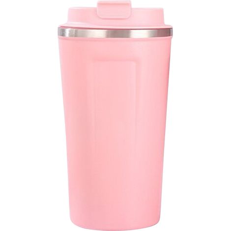 Tasse Isotherme en Acier Inoxydable 304, Grande Capacité 510ml, Couvercle Sécurisé, Portable pour Bureau, Rose (1/5)