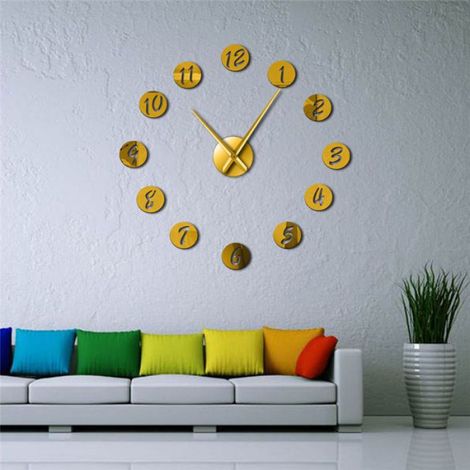 Or - 37'' Chiffres Arabes Horloge Murale Moderne à Monter soi-même, silencieuse, 3D,décoration de Maison, Bureau,Cadeau (1/2)