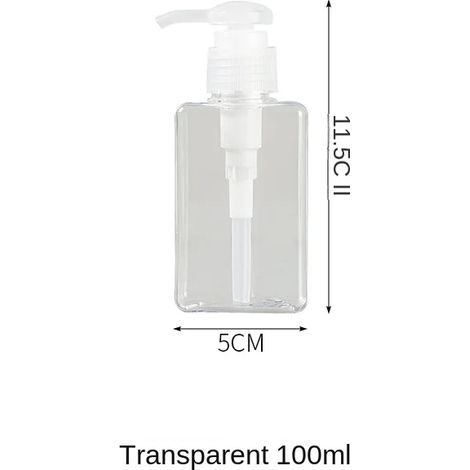 (Transparent 100 ml - 2 pièces) 3368 Flacon de voyage pour savon pour les mains, savon pour le corps, shampoing, flacon portable créatif et petit format vide, grande capacité, flacon à pression, lotio (1/5)