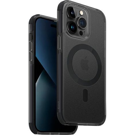 UNIQ Combat iPhone 14 Pro Hülle 6,1" mit Magclick-Ladefunktion, Schwarz/Betongrau (1/5)