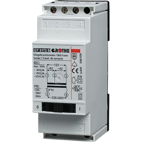 Grothe GTN 3173 S Klingeltrafo, Netzschalter, Reiheneinbau, 14083