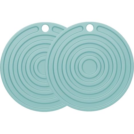 Maniques de Cuisine en Silicone, Antidérapants Maniques Rond, 2 en 1 Maniques épaissi avec Boucle de Suspension résistants à des températures allant jusqu'à 230°C /446℉,19cm/7.5'', Vert, Lot de 2 (1/5)