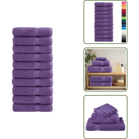 Asciugamani da bagno viola - vidaXL Asciugamani da bagno Premium SOLUND 10 pz Viola 100x150 cm 600 g/m² - Asciugamani da bagno lavabili