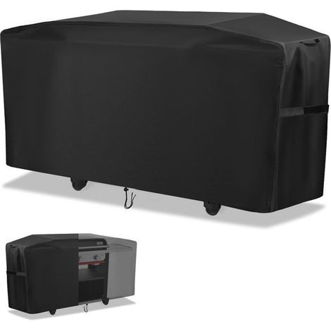 Housse pour plancha 114 x 59 x 63 cm - Housse de protection pour plancha, plaque de cuisson ou gril compact - Tissu Oxford noir - (1/4)