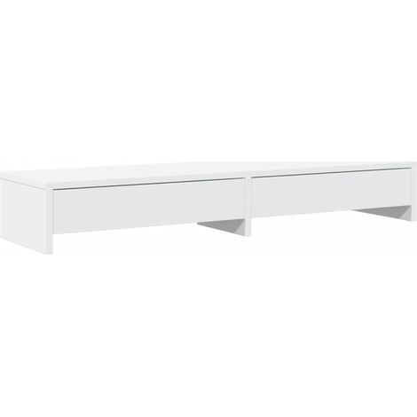 Mesa de escritorio con soporte para monitor y cajones de madera de ingeniería blanca 020044934