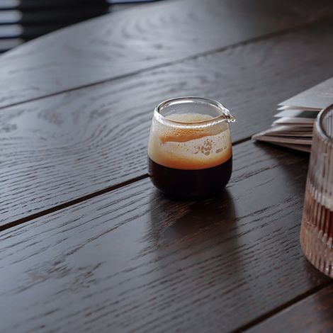 Espresso Shot Glass - Borosilicate Glass + Wooden Handle - For Coffee Creamer Milk Pitcher - 50ml 60ml 100ml (1/5)
