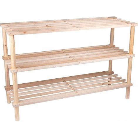 Scarpiera Slim Multiuso 3 Ripiani Porta Scarpe Legno Design Naturale Arredament (1/3)