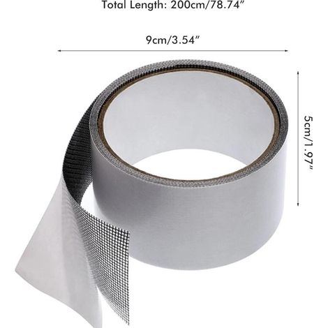 Ruban adhésif de réparation en fibre de verre pour moustiquaire de porte ou de fenêtre (1/5)