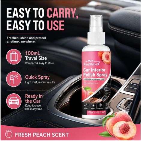 KineShineX Auto-Innenraumpflegespray: Reinigt, poliert, entfernt Flecken und Staub von Lederarmaturenbrettern und -sitzen. (1/4)