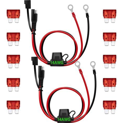 SAE-Stecker, 14 AWG 60 cm Kabel, Schnellverlängerung, Ringkabelschuh, Motorradfahrzeug (1/5)