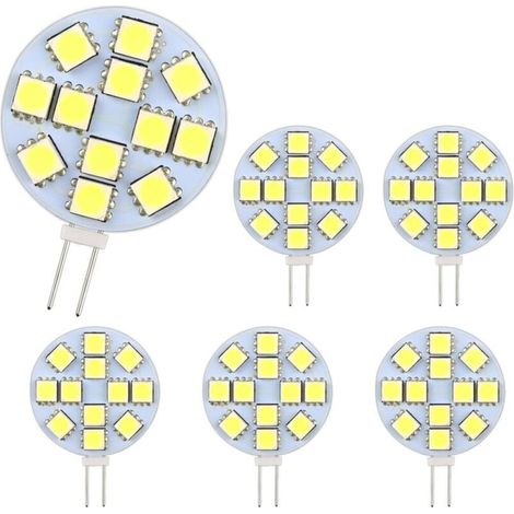 6er-Pack G4-LED-Lampen, 2 W, AC/DC 12–24 V, 200 lm, warmweiß (3000 K), 12 x 5050 SMD, entspricht einer 20-W-Halogenlampe, nicht dimmbar, für Schrankbeleuchtung