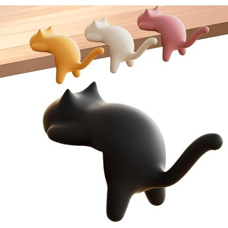 Set di 4 ganci da scrivania a forma di gatto - Clip rimovibili per la gestione e l'organizzazione dei cavi - Organizer per cucina, bagno e ufficio (1/5)