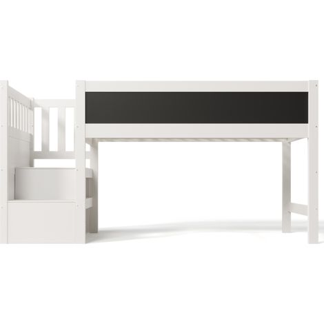 Kinder-Hochbett 90 x 200 cm weiß mit Tafel und Stauraum MODENUIT (1/5)