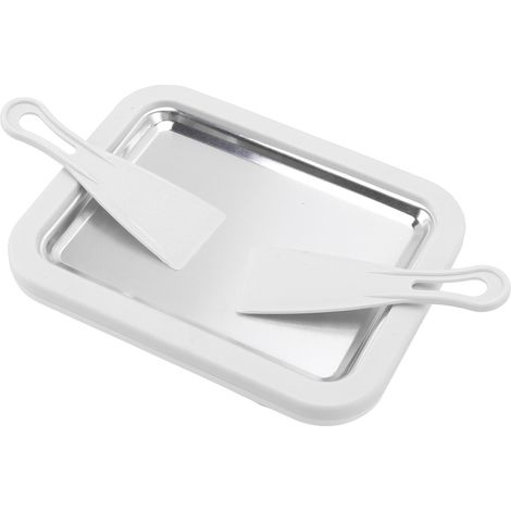 Plaque à Rouler pour Glace DIY, Grande Taille en Acier Inoxydable, Machine à Glace Roulée sans Électricité avec Pelle Blanche (1/5)