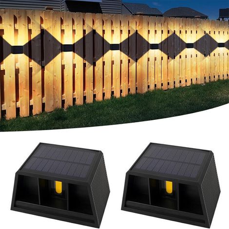 2 Pieces Outdoor Solar Lamp, 120° Warm White Outdoor Solar Light, Vintage Solar Outdoor Lighting, Adjustable Up/Down Solar Light, IP65 Waterproof, for Garden, Wall, Fence, Outdoor Garden,