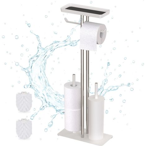 Kit de inodoro de acero inoxidable con estante y portarrollos de repuesto