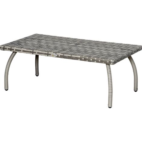PE Wicker Rattan Garden Coffee Table Mixed Grey (1/5)