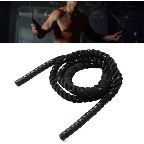 Ropes de saut pondérés, corde à sauté lourde en polyester noir de 25 mmx en or noir, pour la construction musculaire de l'entraînement en force (1/5)