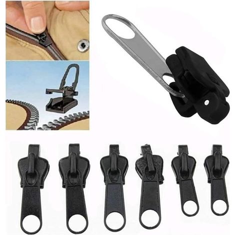 12pcs Fix Zip Puller, Kit instantané de réparation de glissière Zip, Pack de remplacement de sauvetage amovible à glissière fixe (1/4)