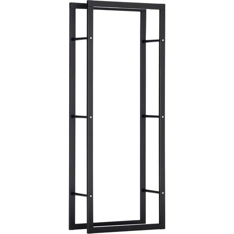 Porte-bûches - Métal Époxy Noir - Charge Max 100 Kg - Dimensions 60 x 25 x 150 Cm - Intérieur Et Extérieur (1/5)
