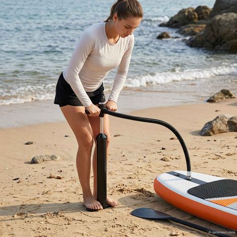 vidaXL Pompe à main SUP avec manomètre Noir PP (1/4)