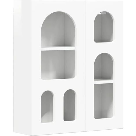 Armoire suspendue moderne style minimaliste salle de bain 59 x 20 x 71 cm avec 6 étagères en bois d'ingénierie blanc (1/5)