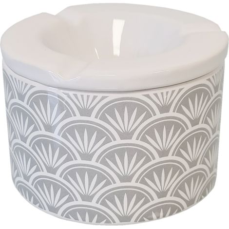 Cendrier anti-odeur Blanc et Gris 10 cm